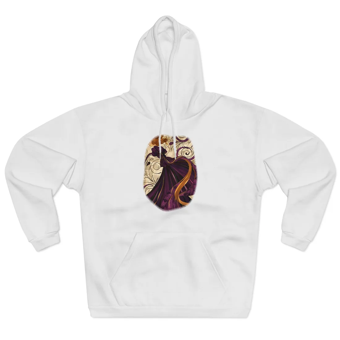 Art Nouveau Masterpiece: Elegant Geometric Design - Hoodie (White)