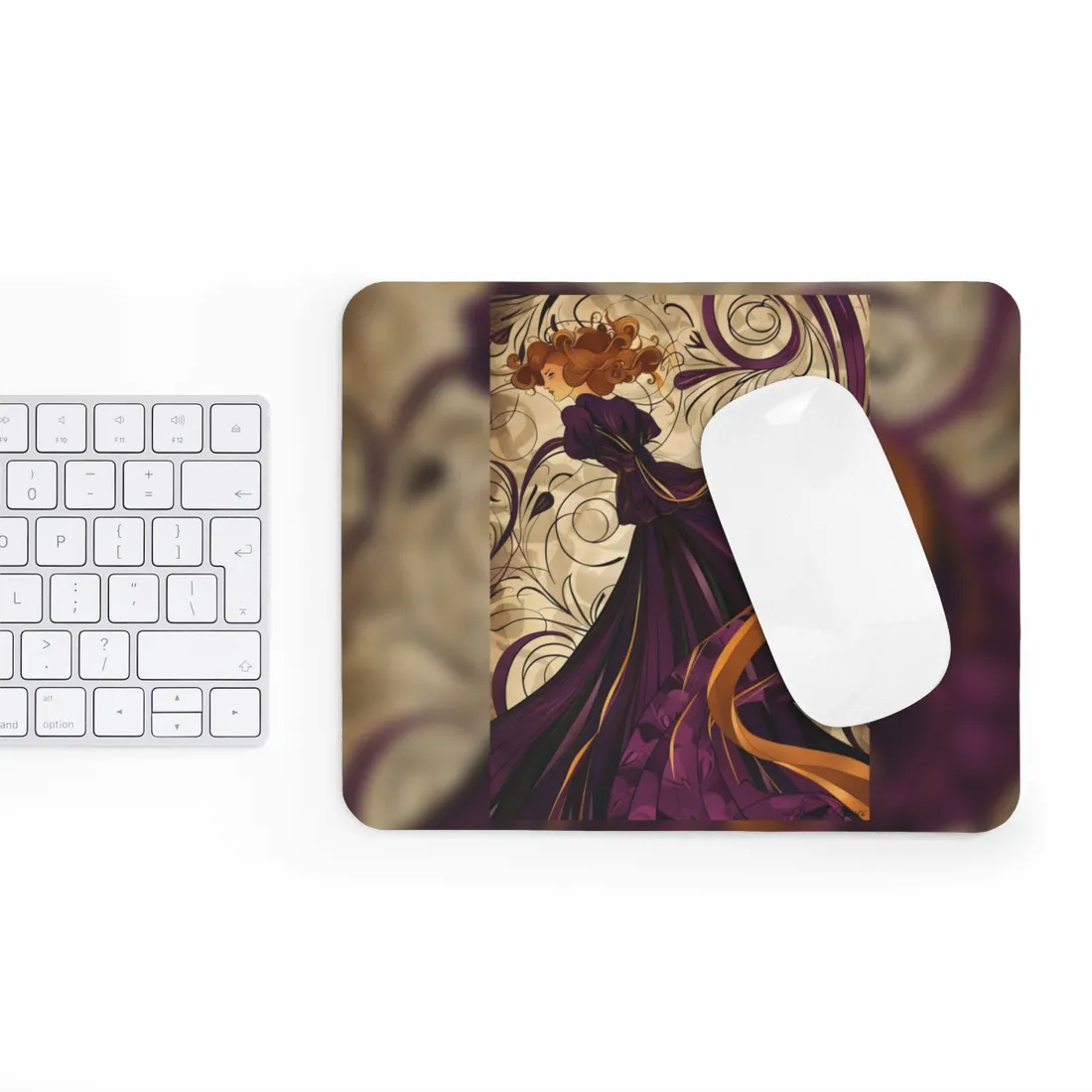 Art Nouveau Masterpiece: Elegant Geometric Design - Mouse Pad