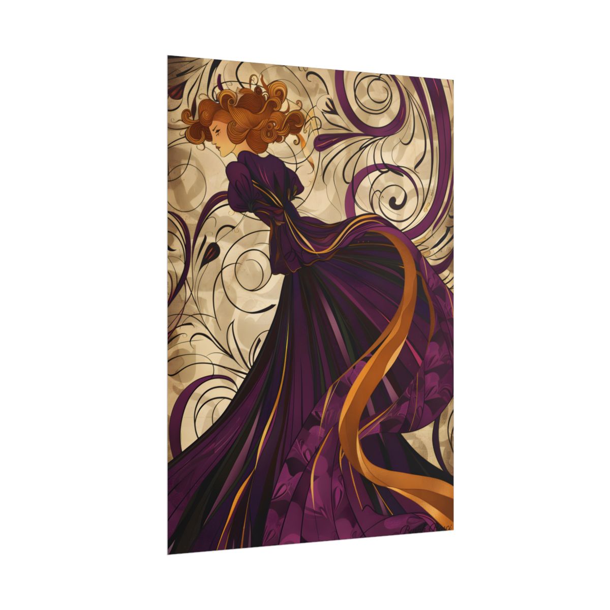 Art Nouveau Masterpiece: Elegant Geometric Design - Poster