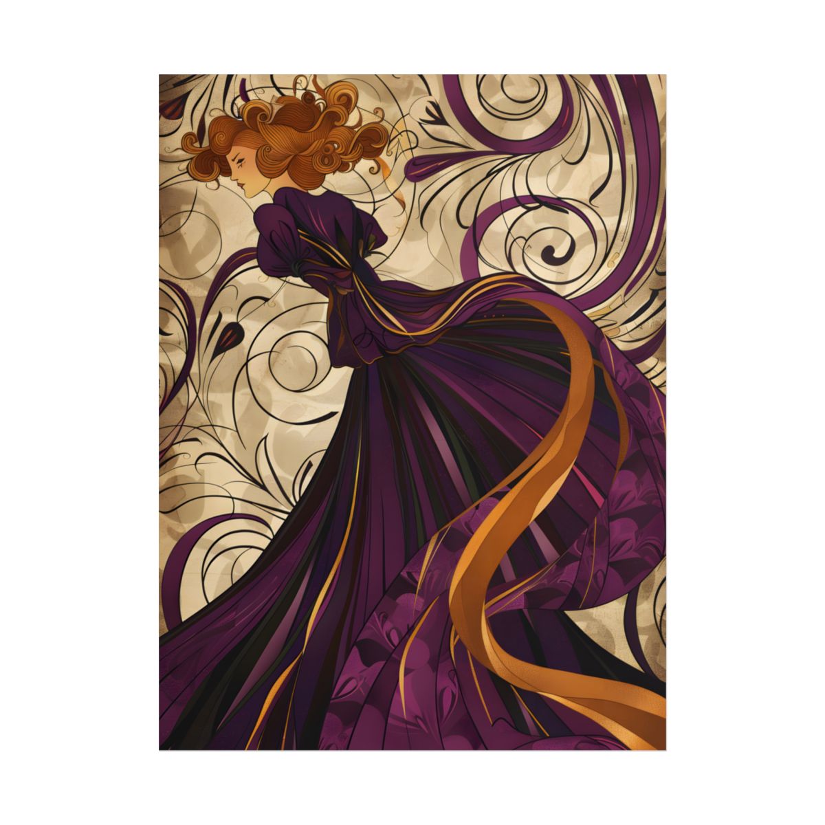 Art Nouveau Masterpiece: Elegant Geometric Design - Poster