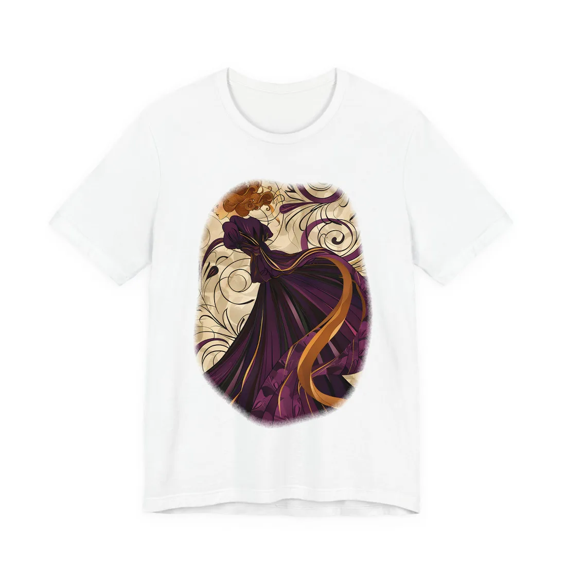 Art Nouveau Masterpiece: Elegant Geometric Design - T-Shirt (White)