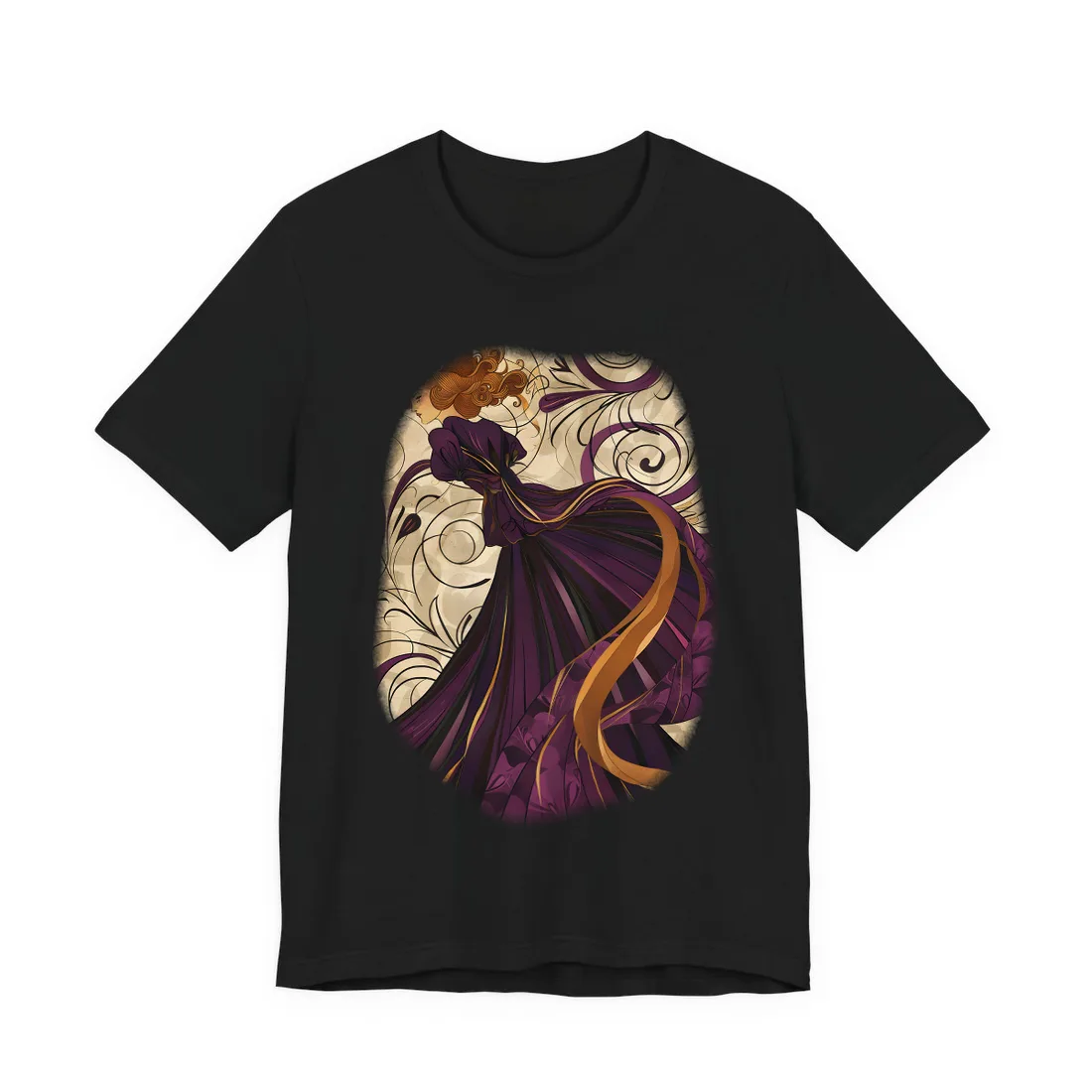 Art Nouveau Masterpiece: Elegant Geometric Design - T-Shirt (Black)