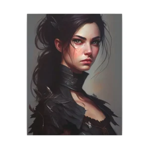 Dark-Haired Woman in Armor Canvas Print