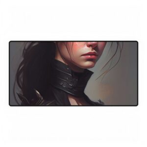 Dark-Haired Woman in Armor Desk Mat
