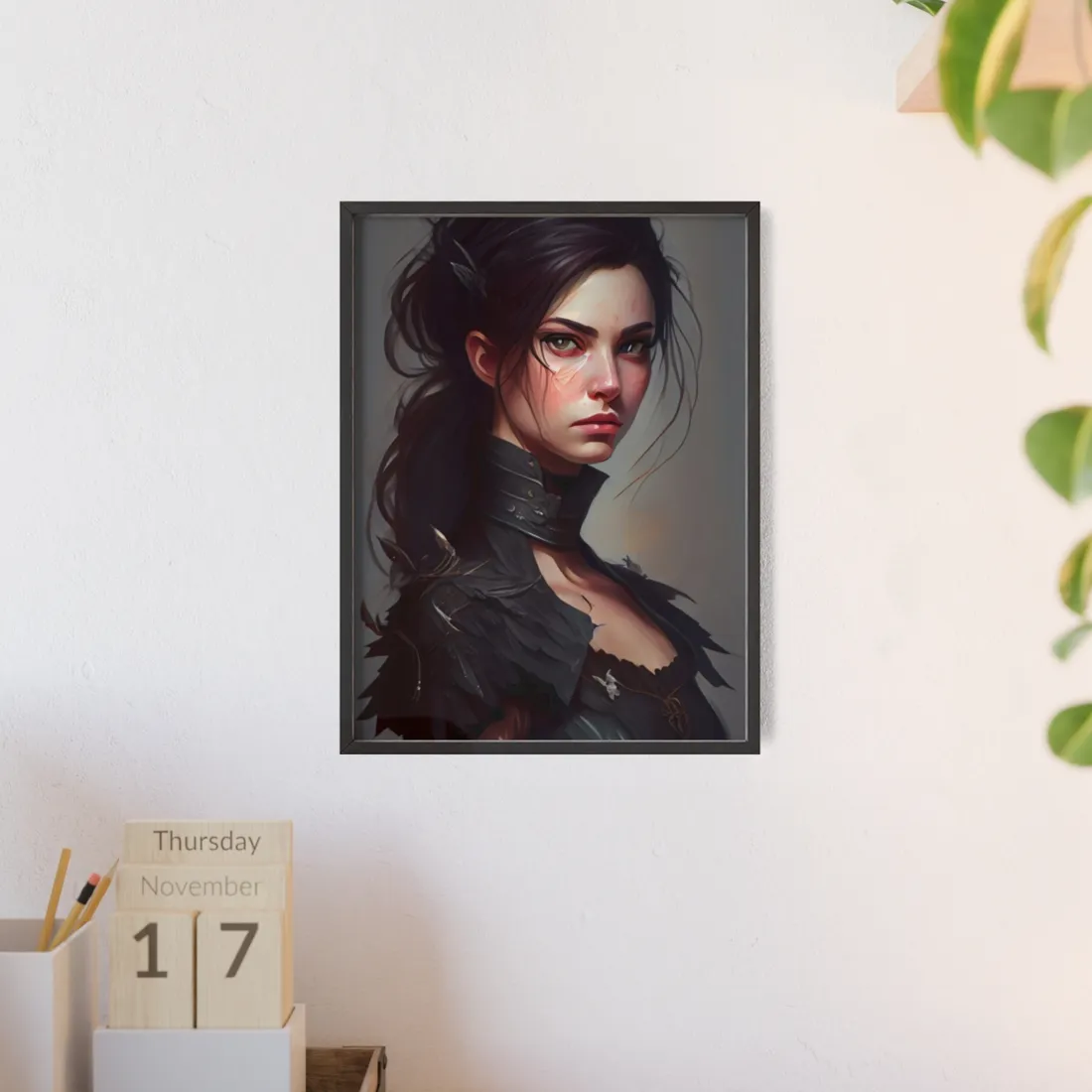 Artistic Female Portrait: Elegant Dress - Framed Poster
