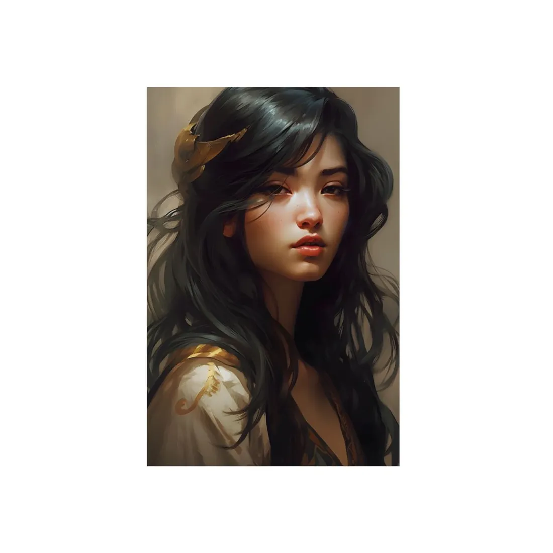 Astonishing Black Haired Portrait - Metal Poster