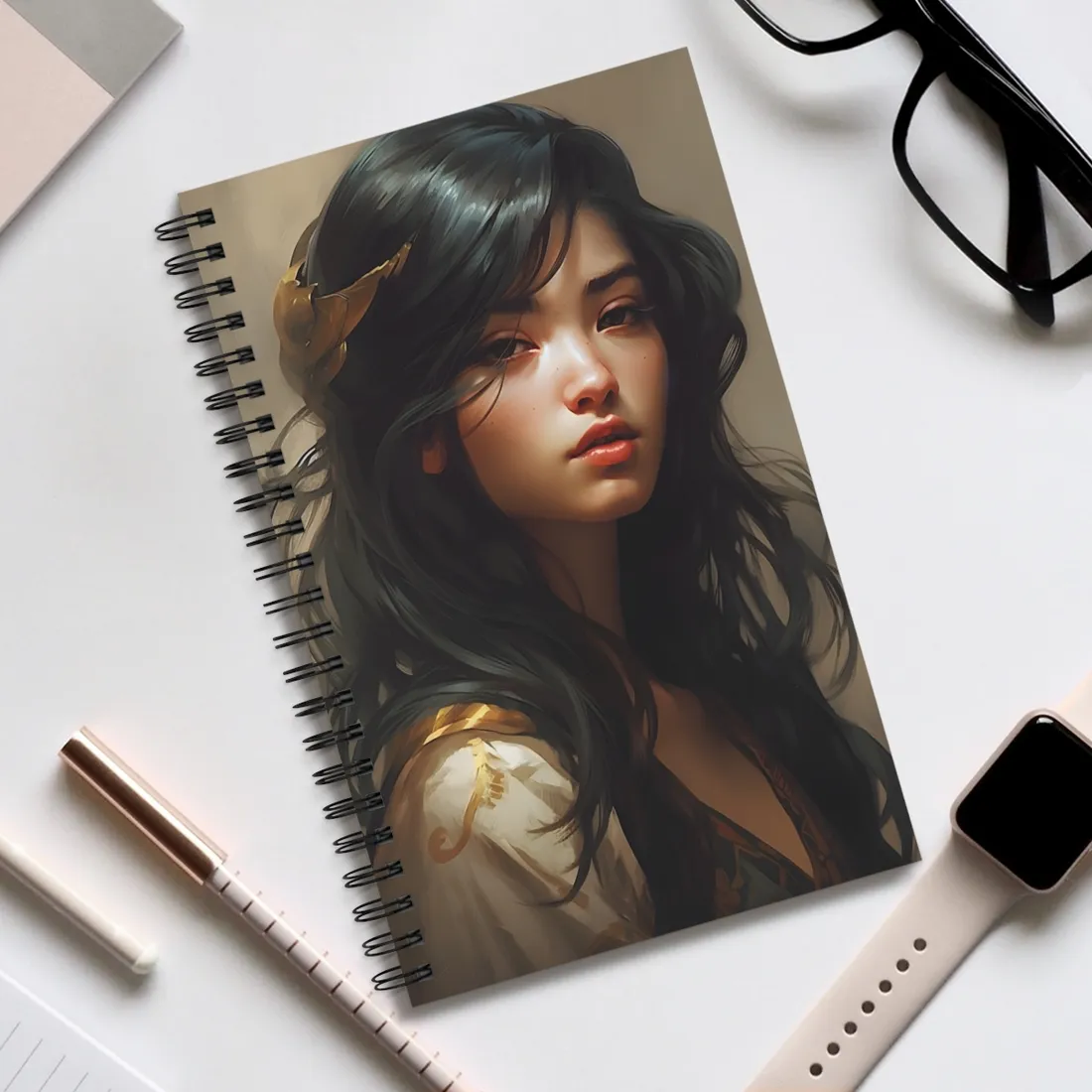 Astonishing Black Haired Portrait - Spiral Notebook