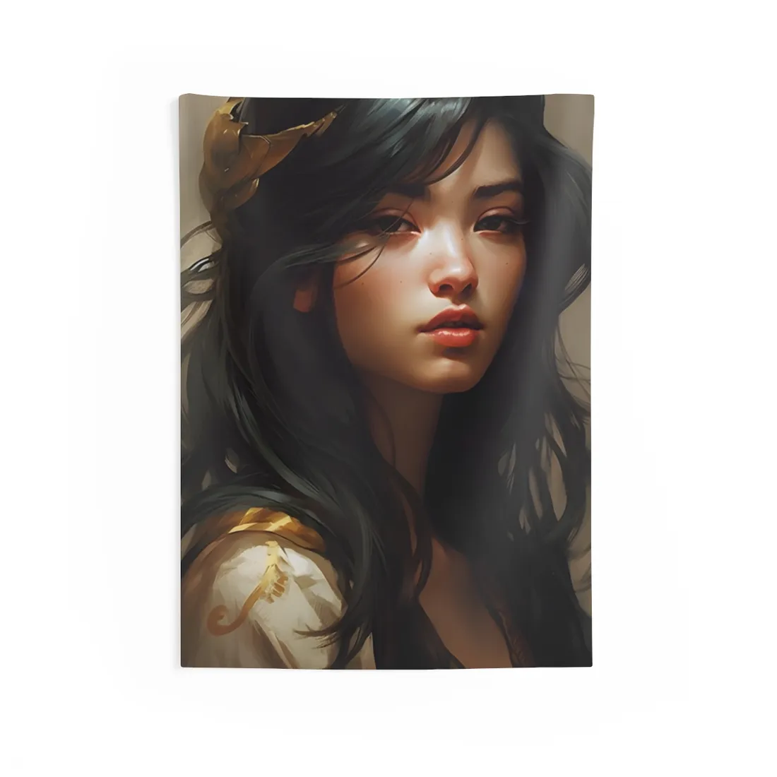 Astonishing Black Haired Portrait - Wall Tapestry