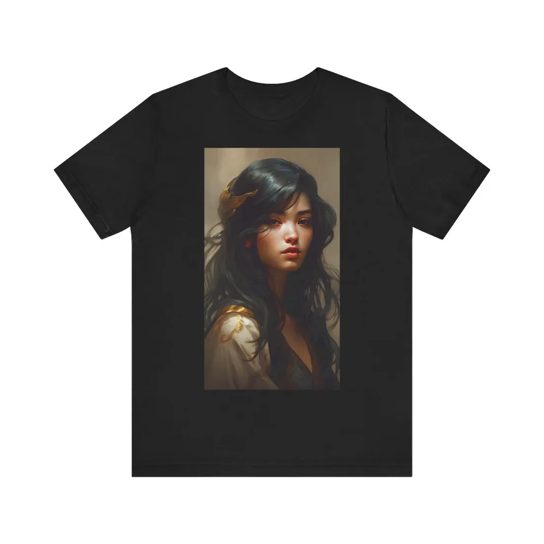 Astonishing Black Haired Portrait - T-Shirt