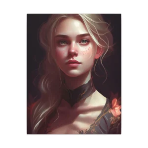 Blonde Woman Portrait with Freckles Canvas Print