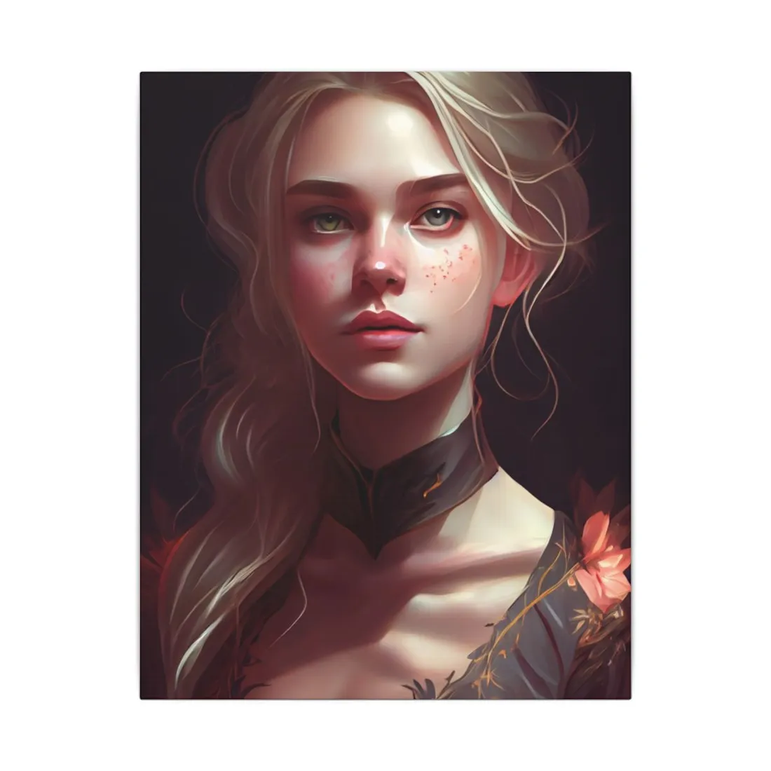 Astonishing Blonde Portrait: Artistic Beauty in Darkness - Canvas