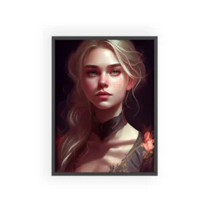Blonde Woman Portrait with Freckles Framed Poster