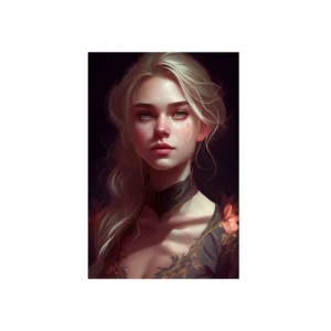 Blonde Woman Portrait with Freckles Metal Poster