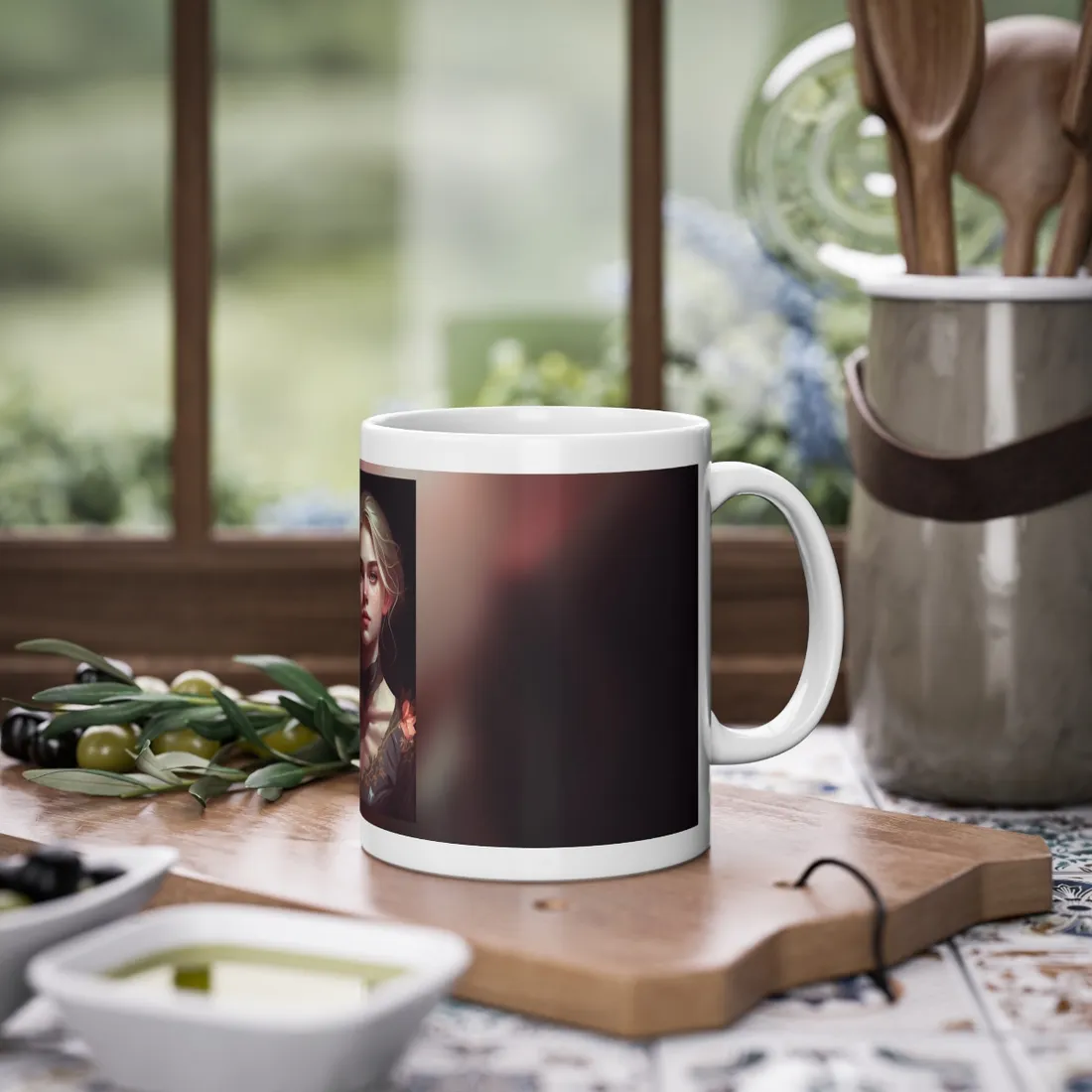 Astonishing Blonde Portrait: Artistic Beauty in Darkness - Mug