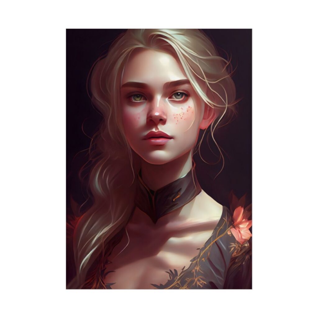 Astonishing Blonde Portrait: Artistic Beauty in Darkness - Poster