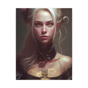 Silver-Haired Fantasy Portrait Canvas Print