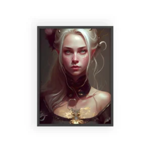 Silver-Haired Fantasy Portrait Framed Poster