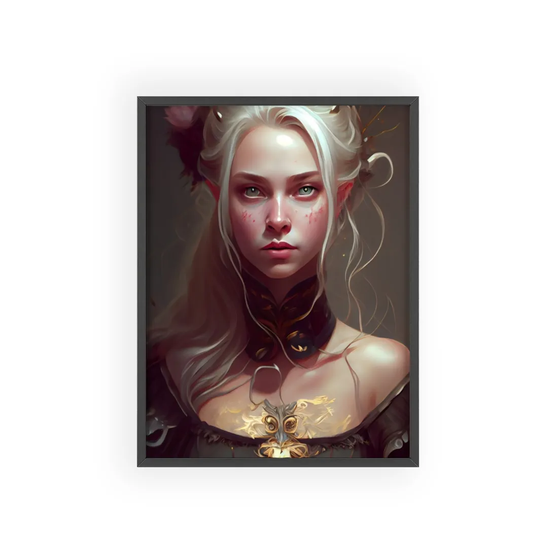 Astonishing Blonde Portrait: Contemplative Woman Art - Framed Poster