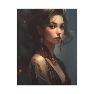 Woman with Brown Updo Portrait Canvas Print
