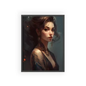 Woman with Brown Updo Portrait Framed Poster