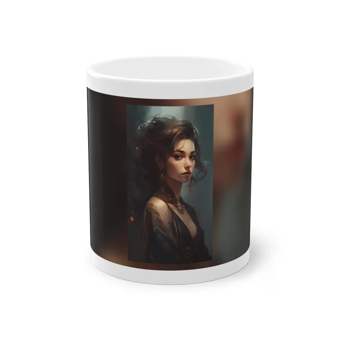 Astonishing Brunette Portrait: Elegant Female - Mug