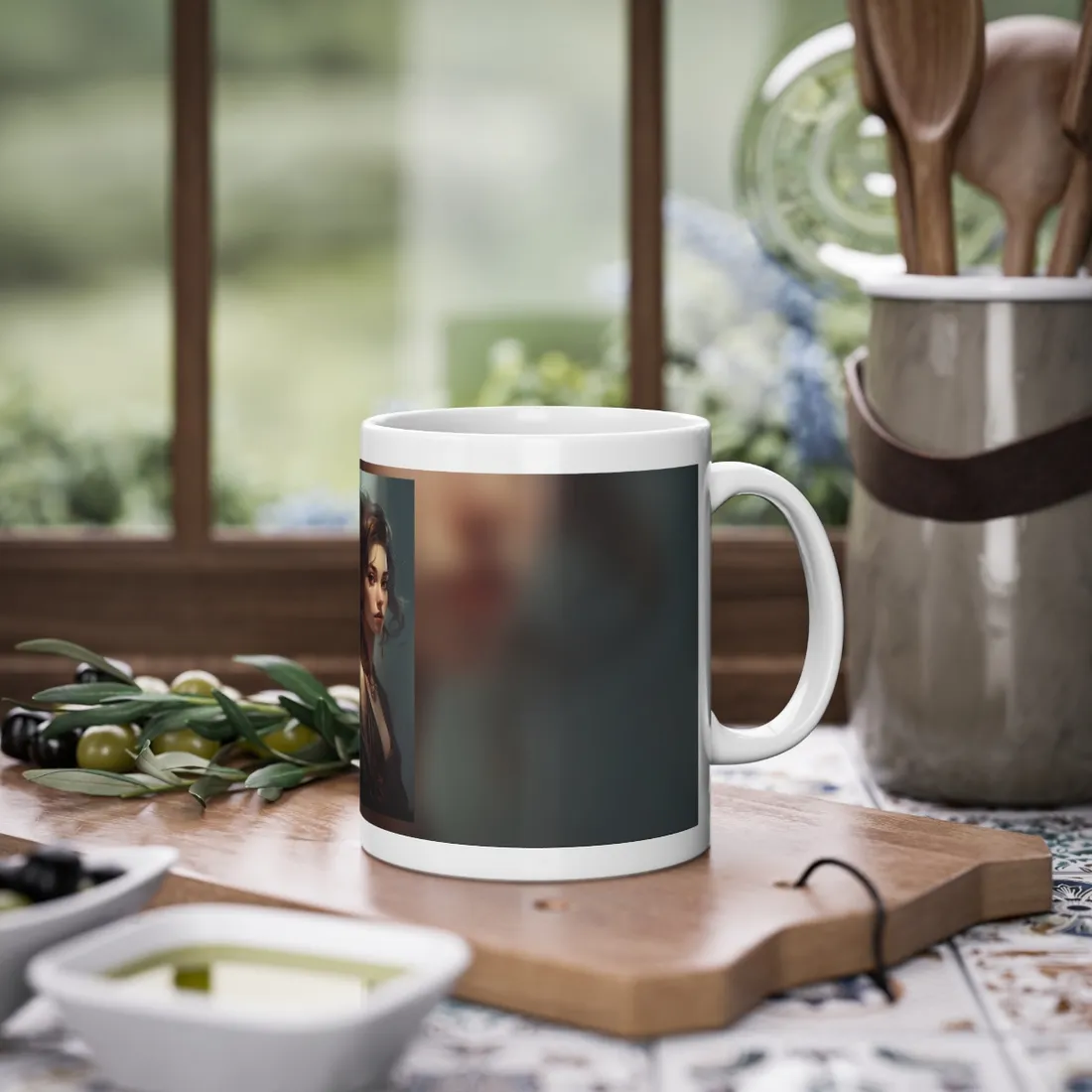 Astonishing Brunette Portrait: Elegant Female - Mug