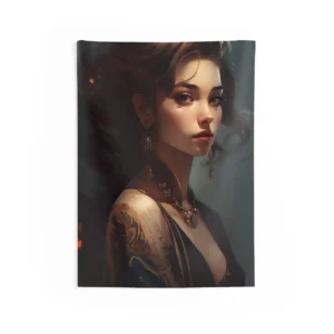 Woman with Brown Updo Portrait Wall Tapestry