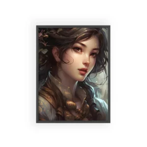 Brunette Woman with Gold Collar Framed Poster