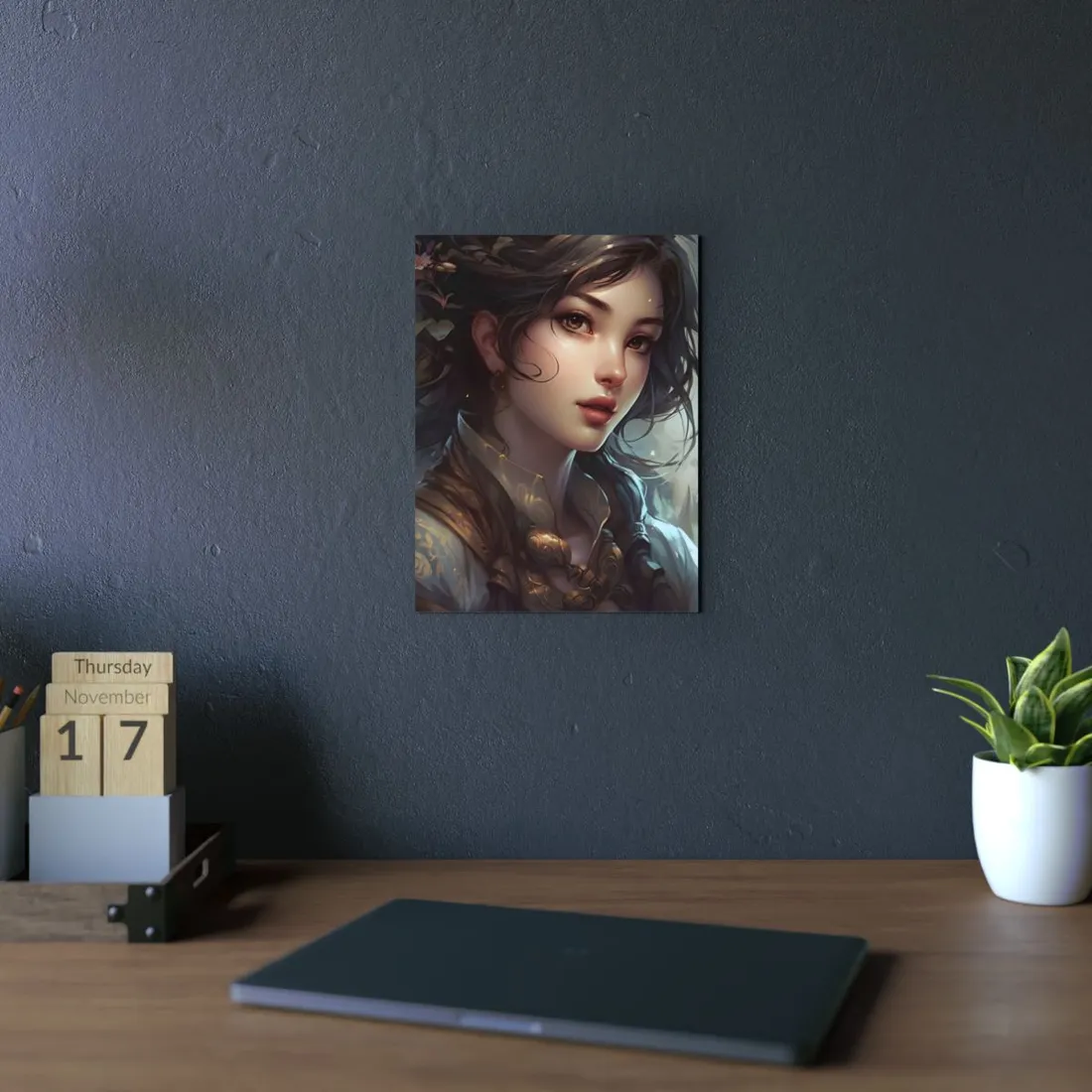 Astonishing Brunette Portrait: Elegant - Metal Poster