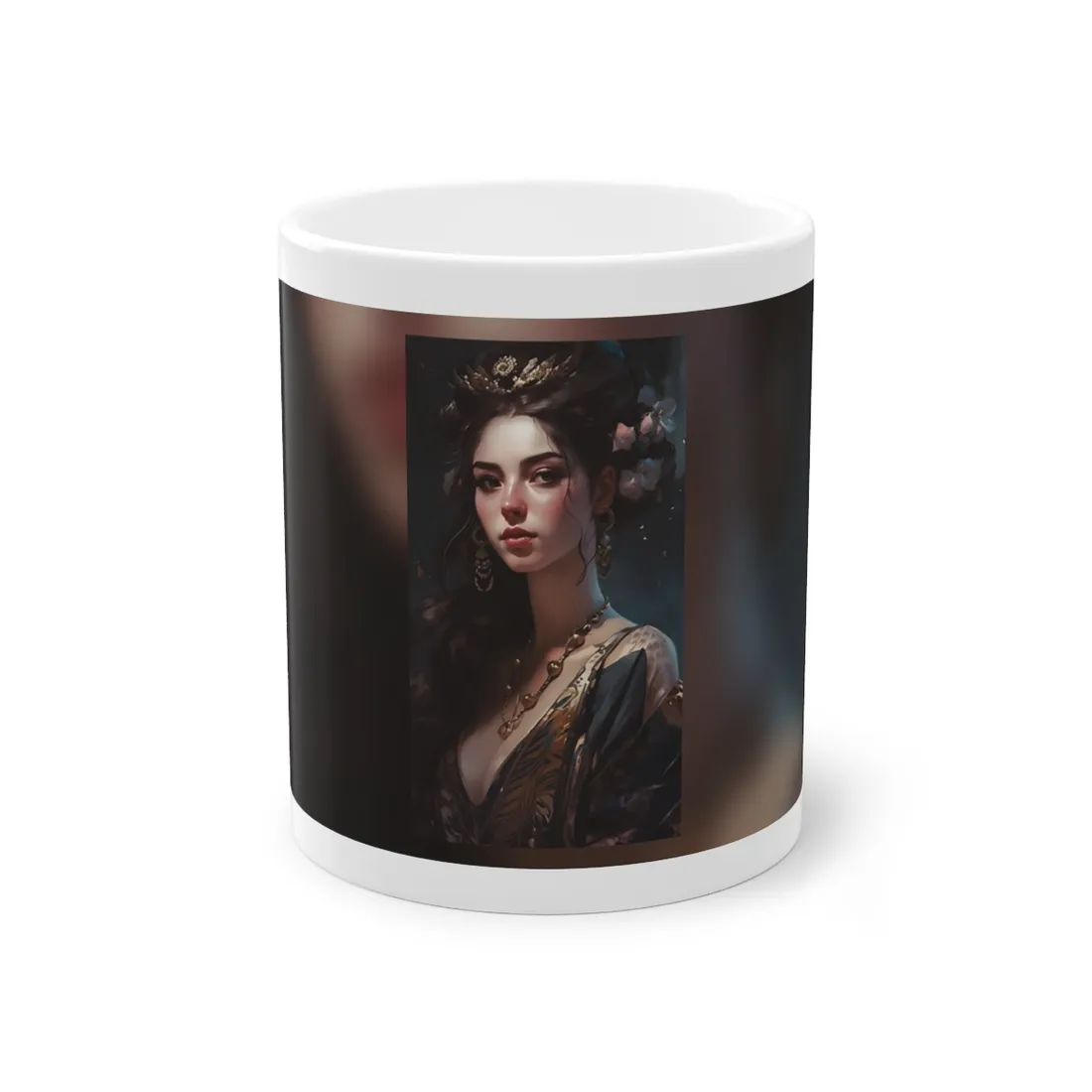 Astonishing Brunette Portrait: Makeup Profile Art - Mug
