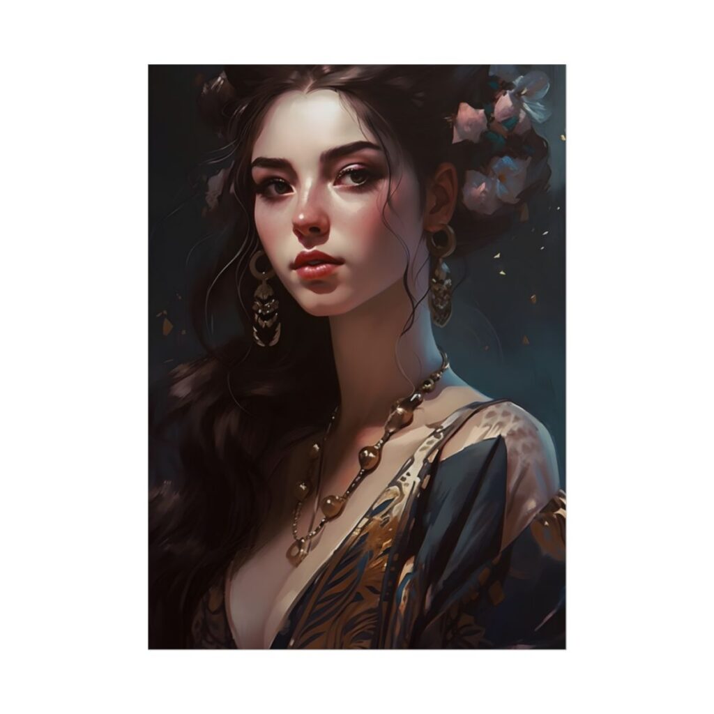 Astonishing Brunette Portrait: Makeup Profile Art - Poster