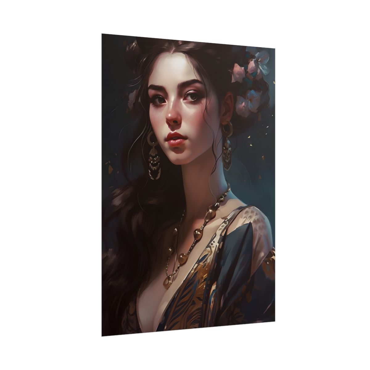 Astonishing Brunette Portrait: Makeup Profile Art - Poster