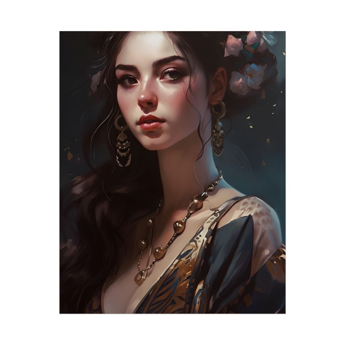 Astonishing Brunette Portrait: Makeup Profile Art - Poster