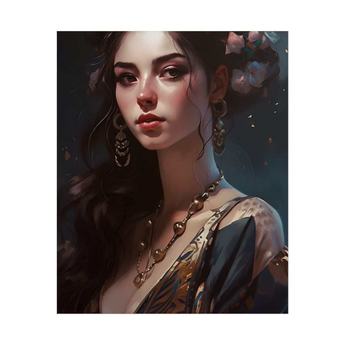 Astonishing Brunette Portrait: Makeup Profile Art - Poster