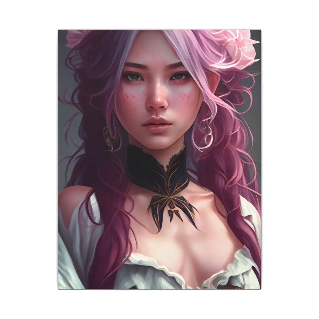 Astonishing Empowered Goddess: Pink Hair Portrait in Dreamscape - Canvas