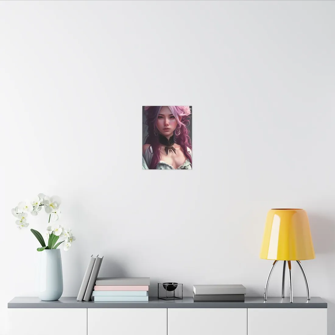 Astonishing Empowered Goddess: Pink Hair Portrait in Dreamscape - Canvas