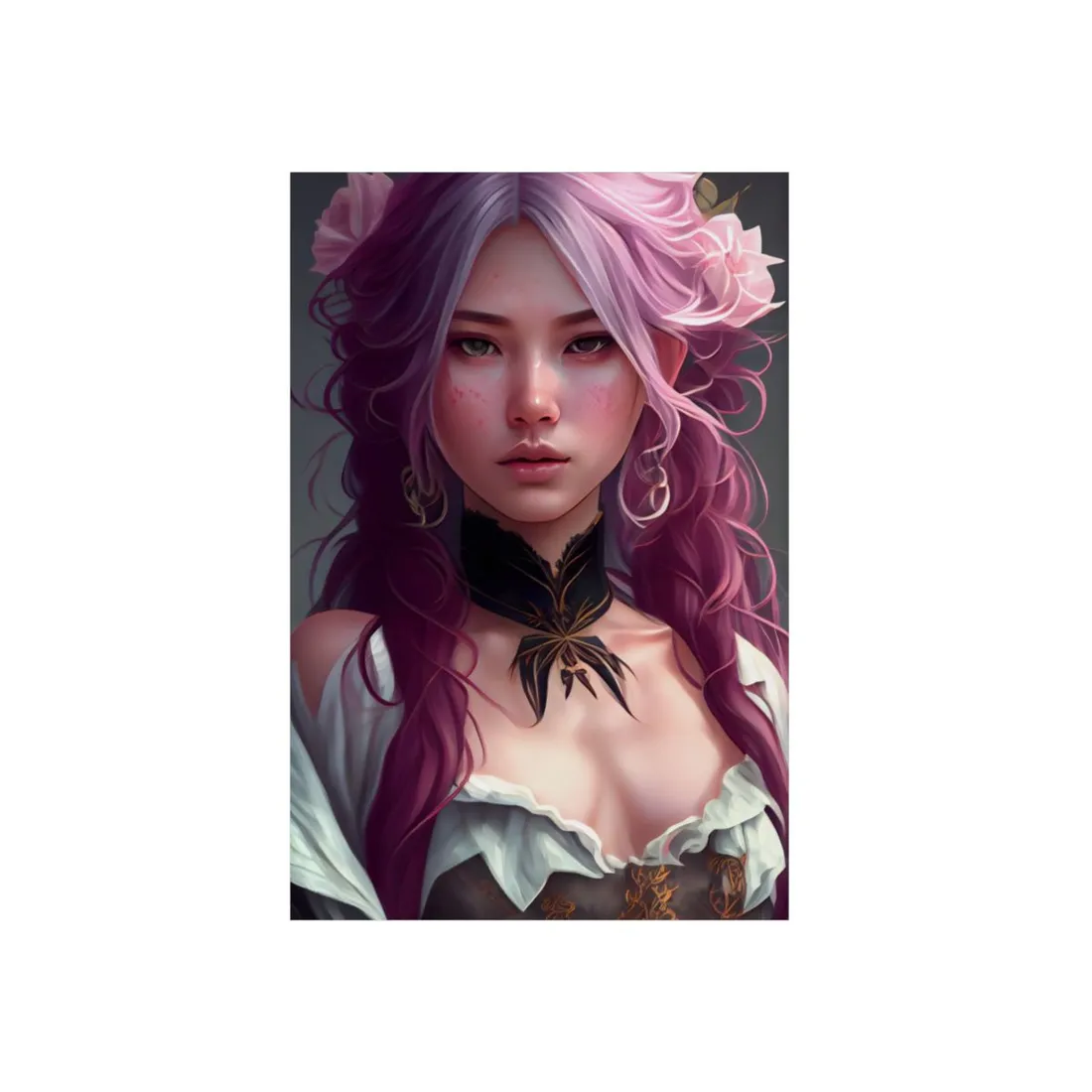 Astonishing Empowered Goddess: Pink Hair Portrait in Dreamscape - Metal Poster