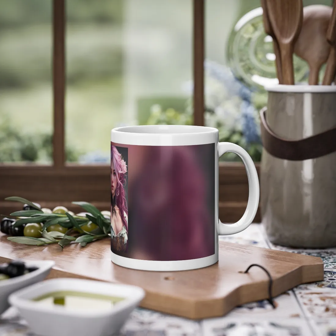 Astonishing Empowered Goddess: Pink Hair Portrait in Dreamscape - Mug