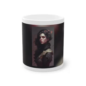 Windswept Woman with Red Leaves Mug