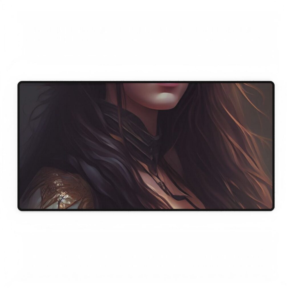 Astonishing Female Portrait: Brown Hair Artwork - Desk Mat