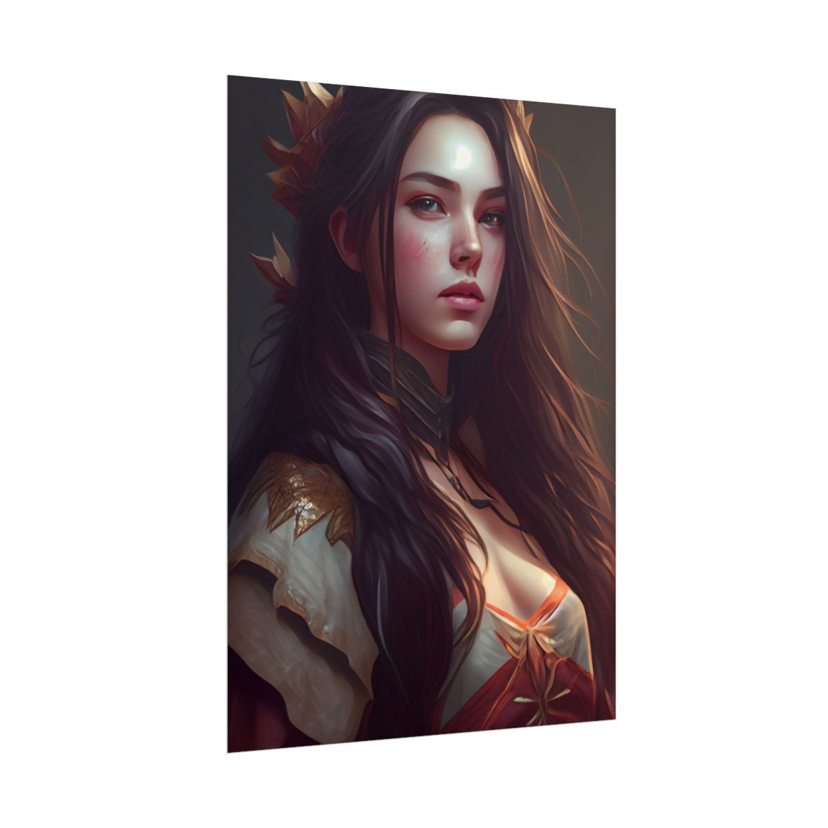 Astonishing Female Portrait: Brown Hair Artwork - Poster