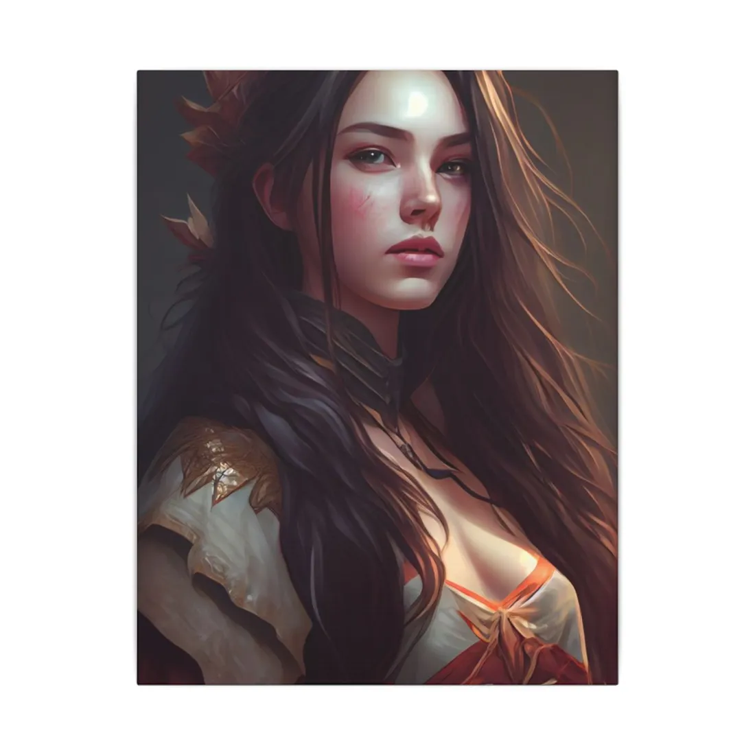 Astonishing Female Portrait: Brown Hair - Canvas