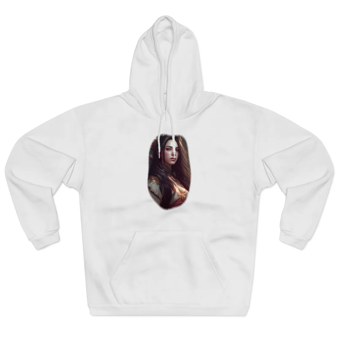 Astonishing Female Portrait: Brown Hair Hoodie - Hoodie (White)