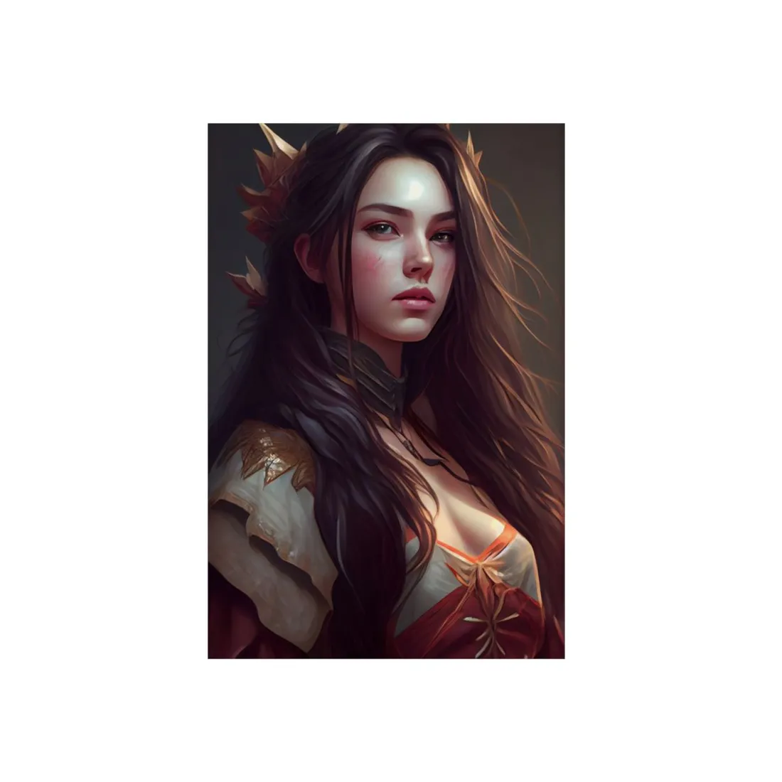 Astonishing Female Portrait: Brown Hair - Metal Poster