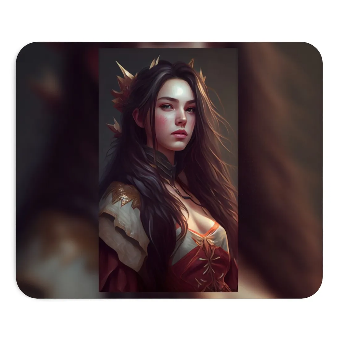 Astonishing Female Portrait: Brown Hair - Mouse Pad