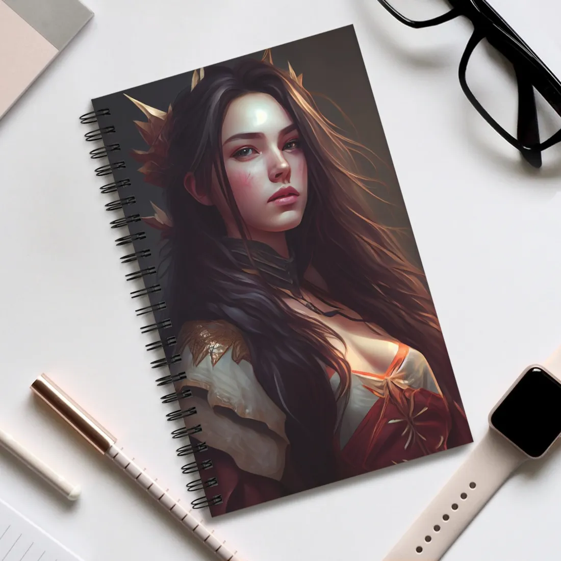 Astonishing Female Portrait: Brown Hair - Spiral Notebook