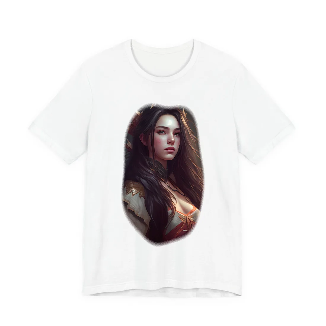 Astonishing Female Portrait: Brown Hair T-Shirt - T-Shirt (White)