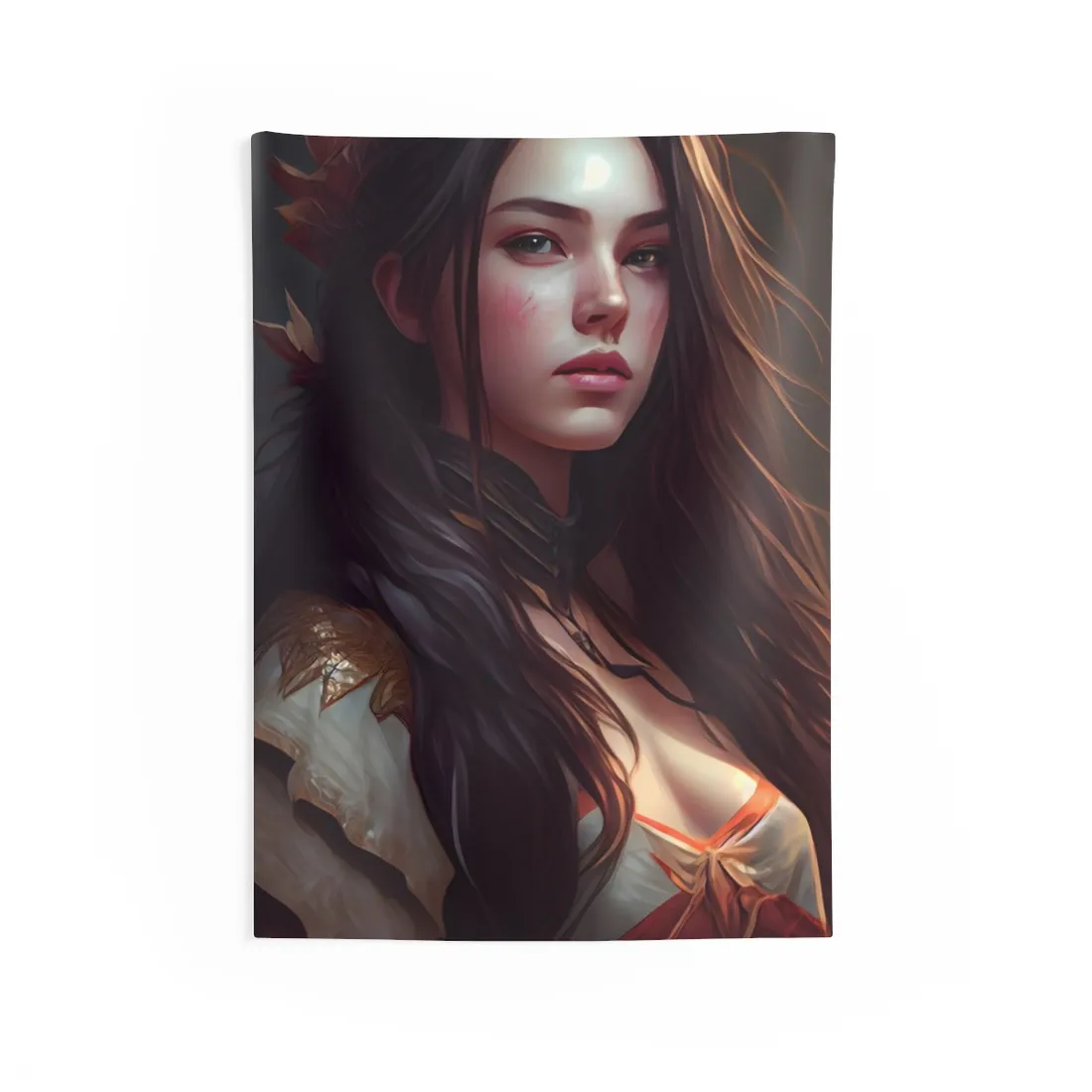 Astonishing Female Portrait: Brown Hair - Wall Tapestry