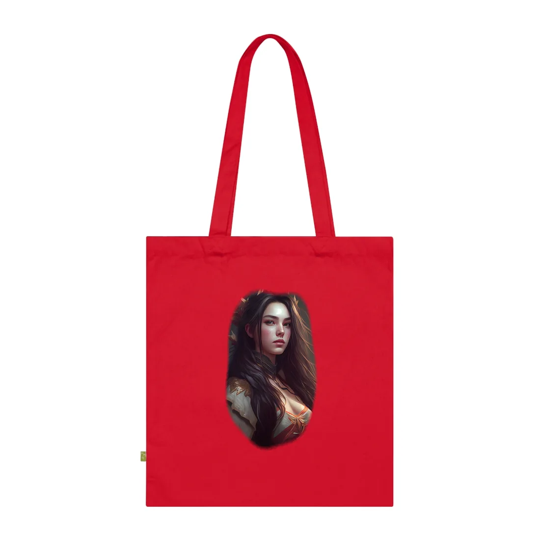 Astonishing Female Portrait: Brown Hair Tote Bag - Tote Bag (Classic Red)