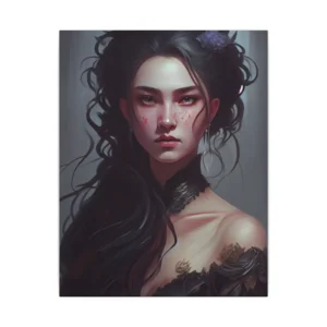 Woman with Violet Blossom Canvas Print